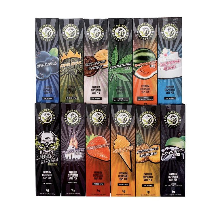 1.3g THC Vape PENS Unicorn Hunter Disposable Assorted Strains UK