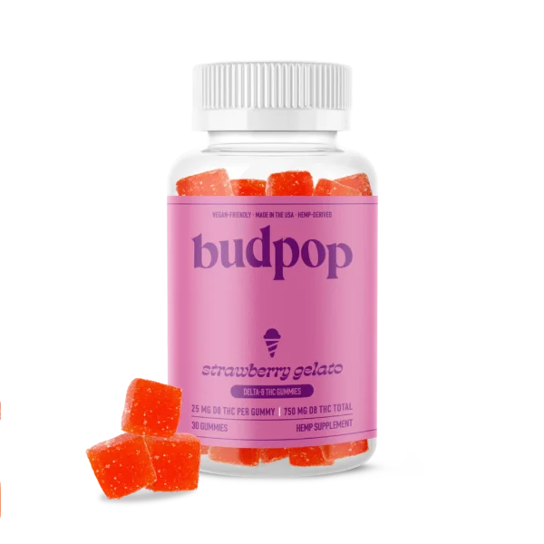 Bud Pop Strawberry Gelato Delta-8 THC Gummies UK